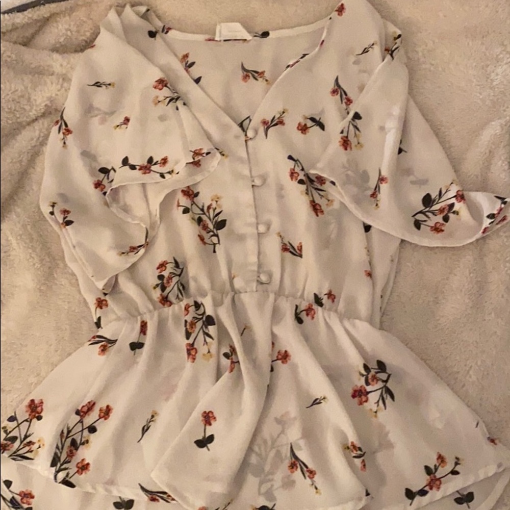 Floral Breezy Waist-Cinching Short Sleeve
